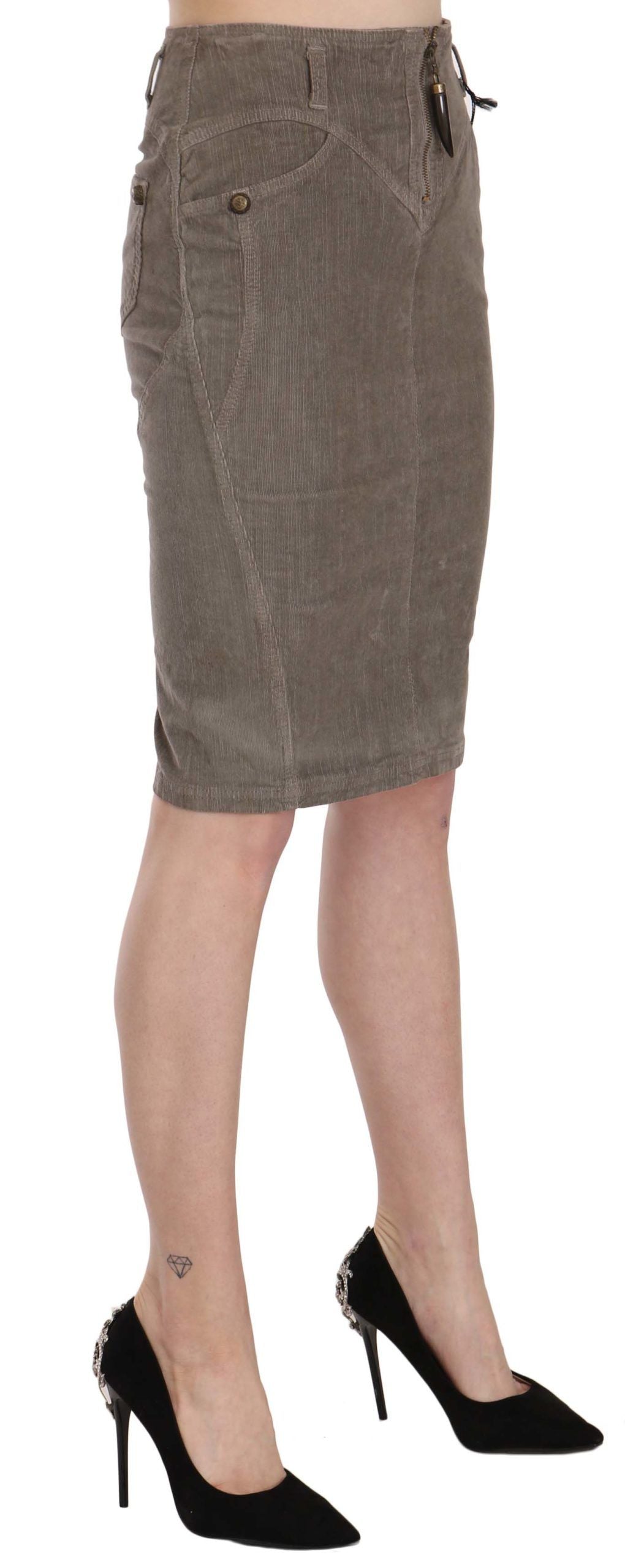 Gray Corduroy Pencil Straight A-Line Skirt