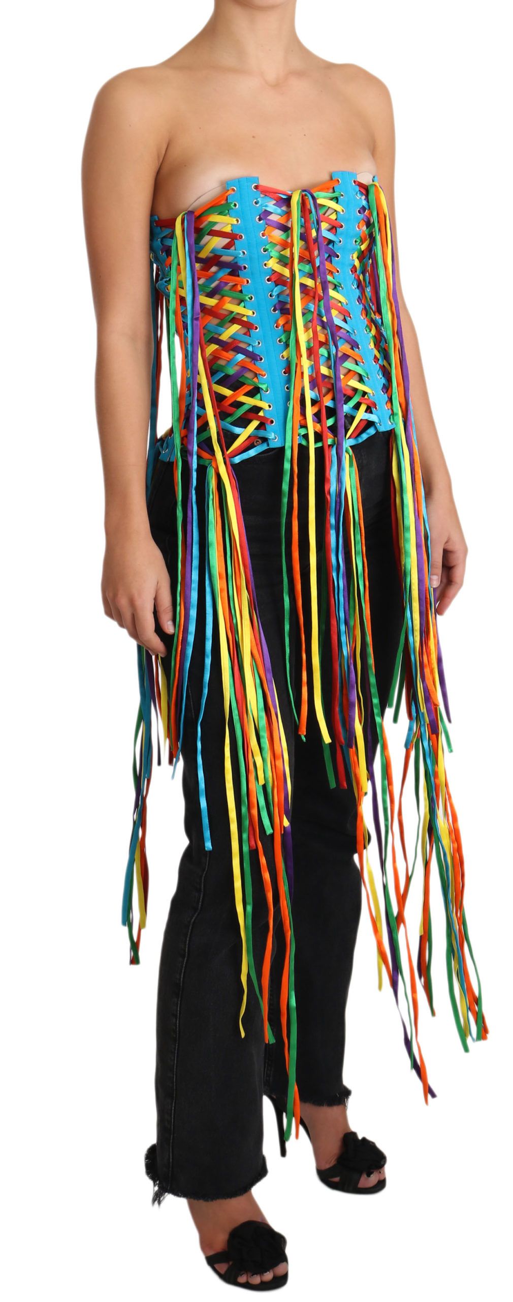 Multicolor Strings Bustier Polyester Corset  Top