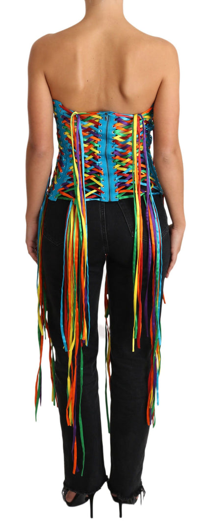 Multicolor Strings Bustier Polyester Corset  Top