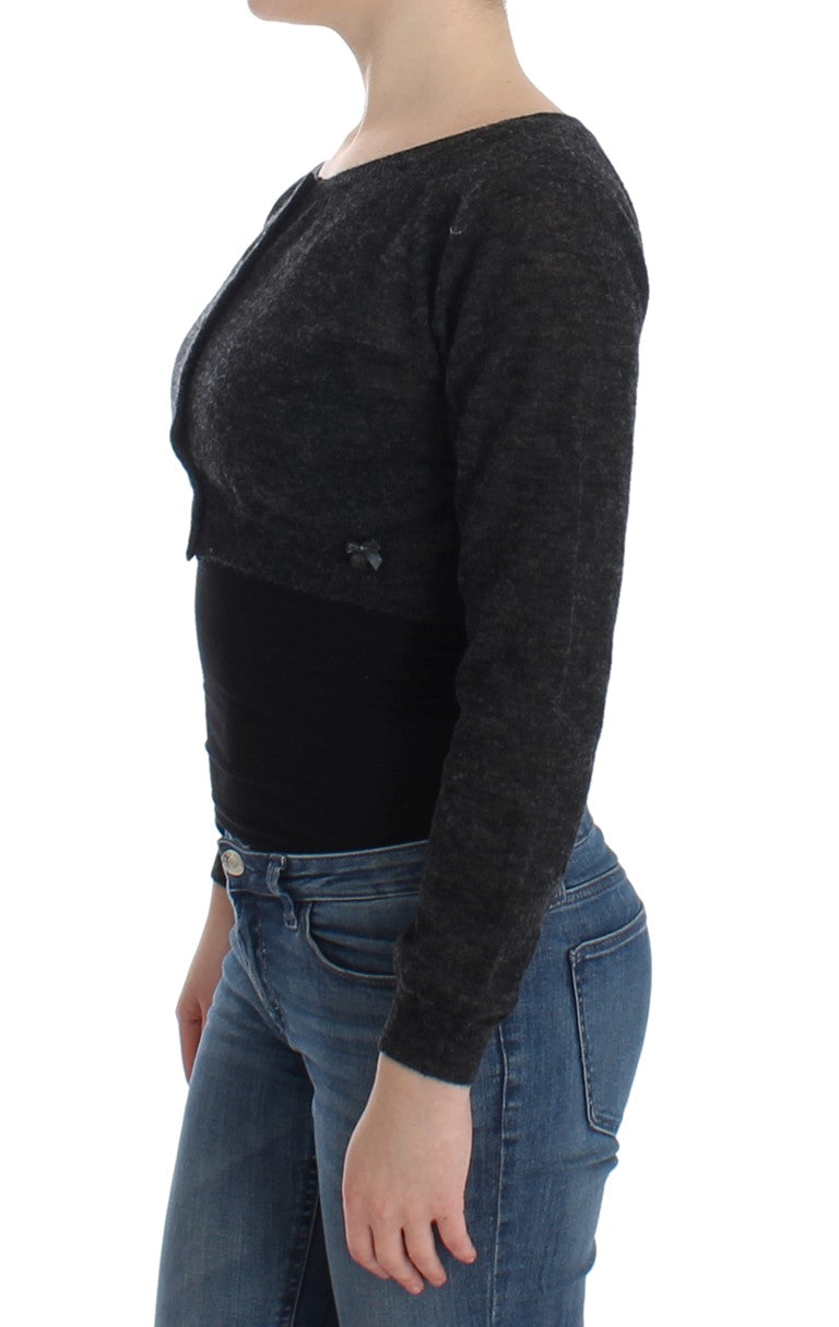 Gray Knit Wool Cardigan Sweater