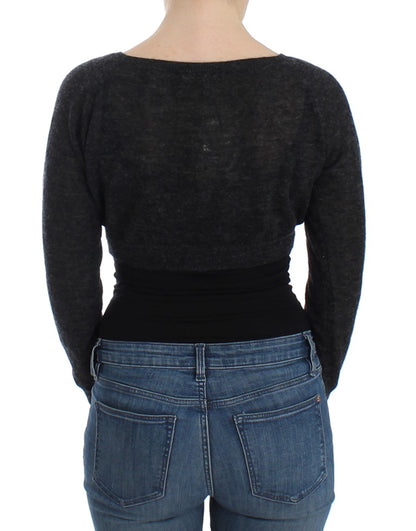 Gray Knit Wool Cardigan Sweater