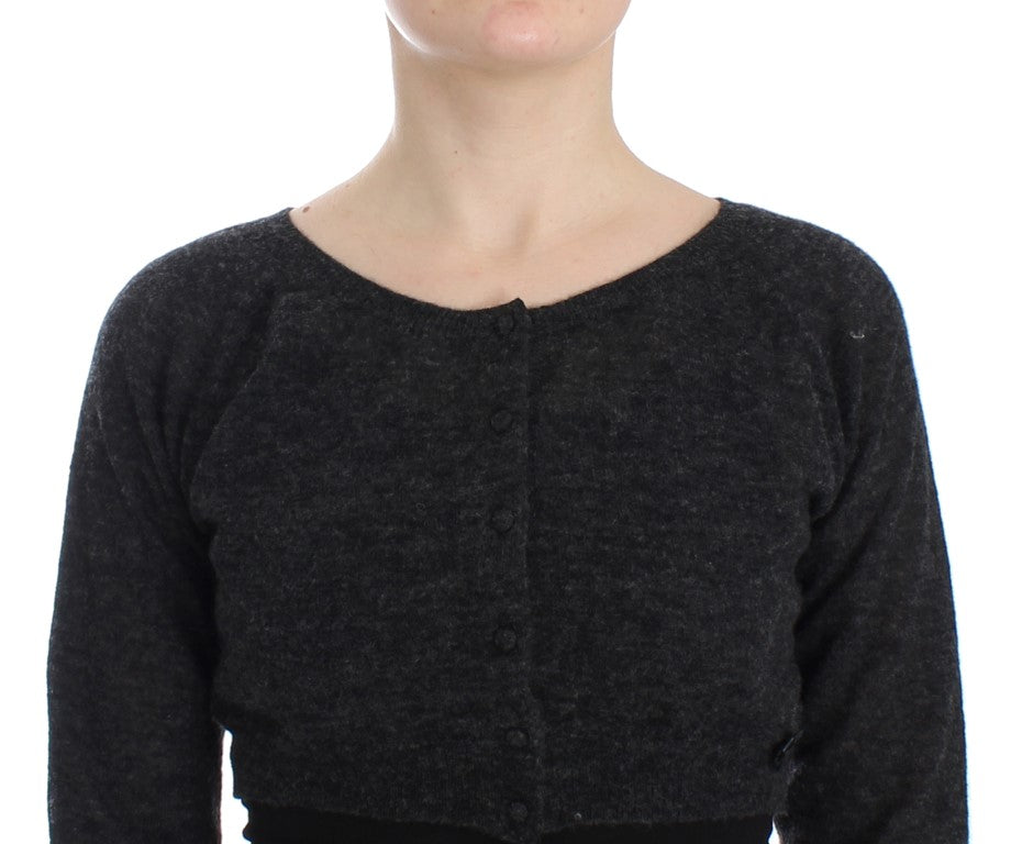Gray Knit Wool Cardigan Sweater