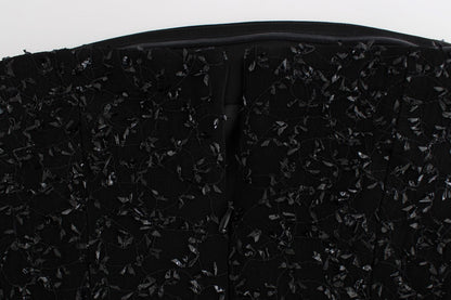 Black Strapless Embellished Pencil Dress