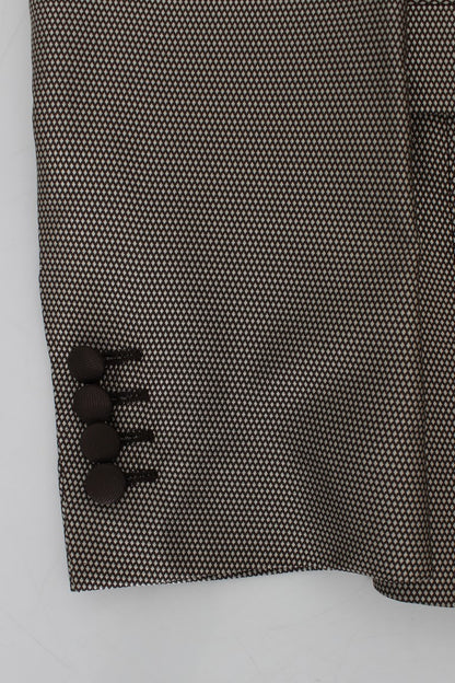 Brown Slim Fit Silk Two Button Blazer