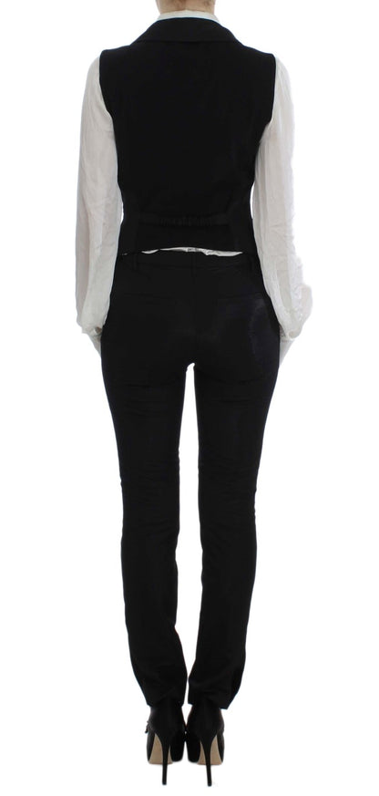Black One Button Three Piece Suit