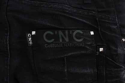 Black Cotton Slouchy Slims Fit Jeans