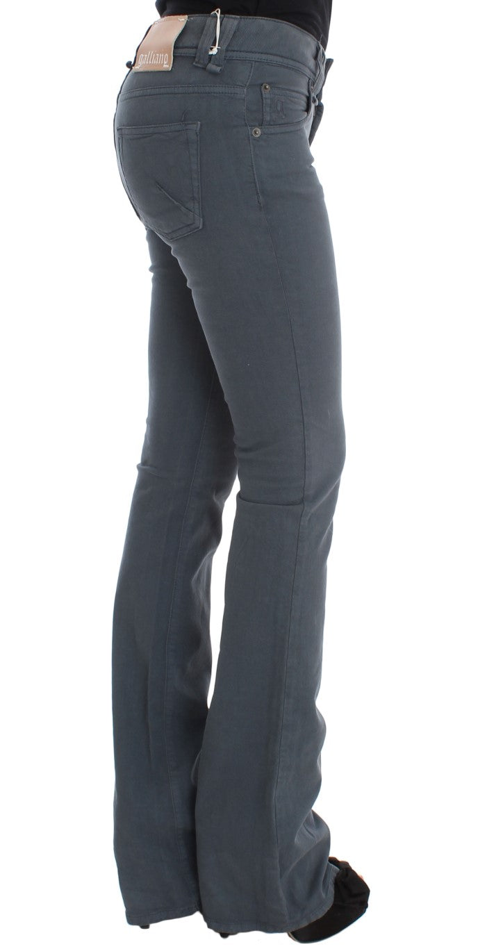 Blue Cotton Blend Slim Fit Bootcut Jeans