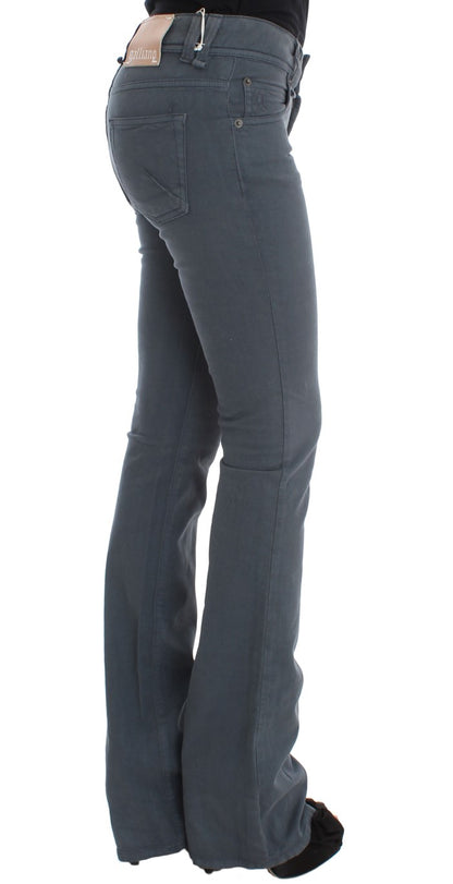 Blue Cotton Blend Slim Fit Bootcut Jeans