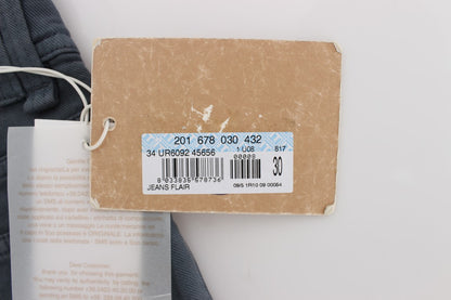 Blue Cotton Blend Slim Fit Bootcut Jeans
