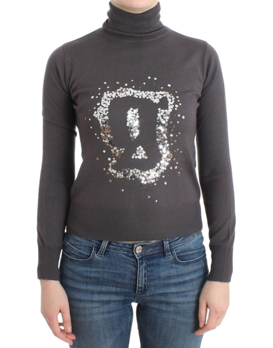 Brown turtleneck cotton sweater