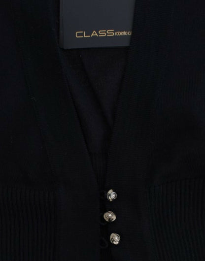 Black cropped wool cardigan
