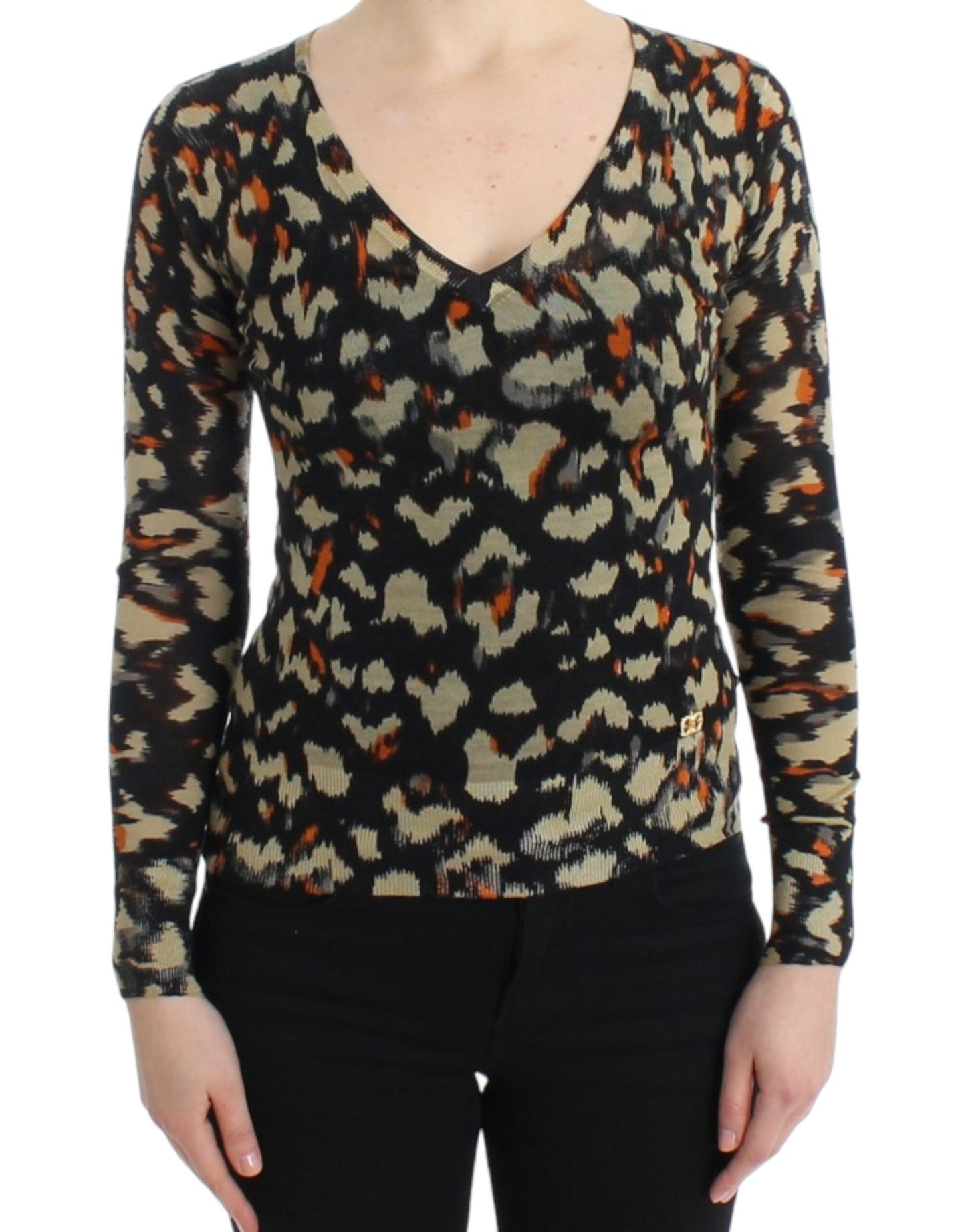 Multicolor v-neck wool jumper