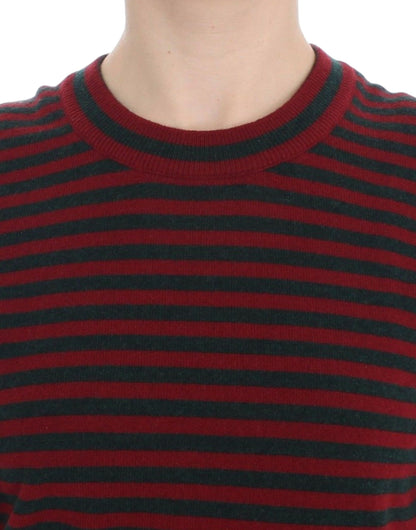 Red Gray Cashmere Short Sleeve Sweater