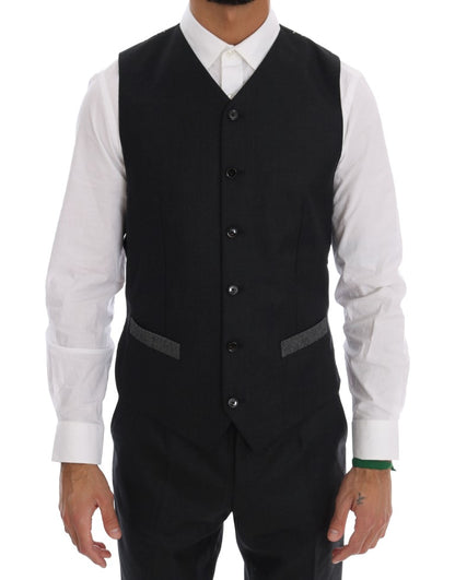 Gray Wool Double Breasted 3 Piece Suit