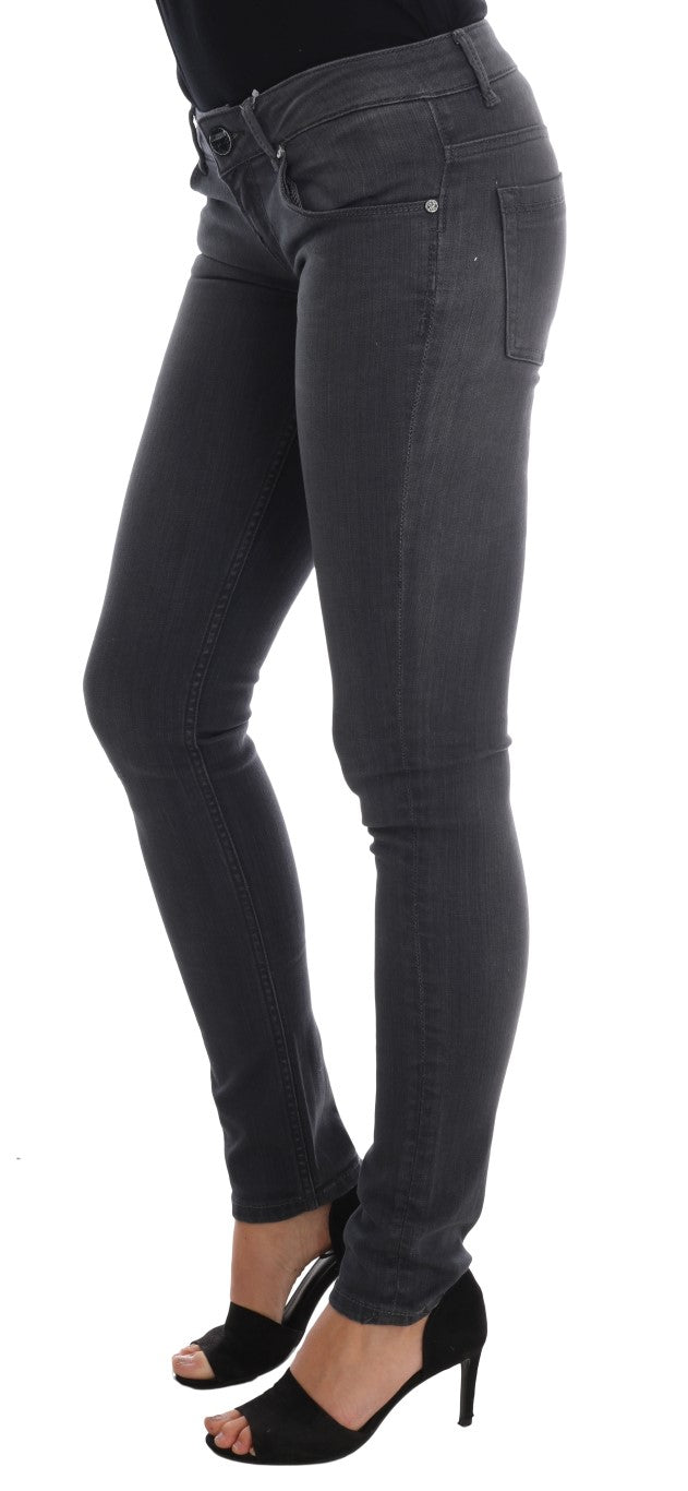 Gray Cotton Slim Fit Denim Jeans