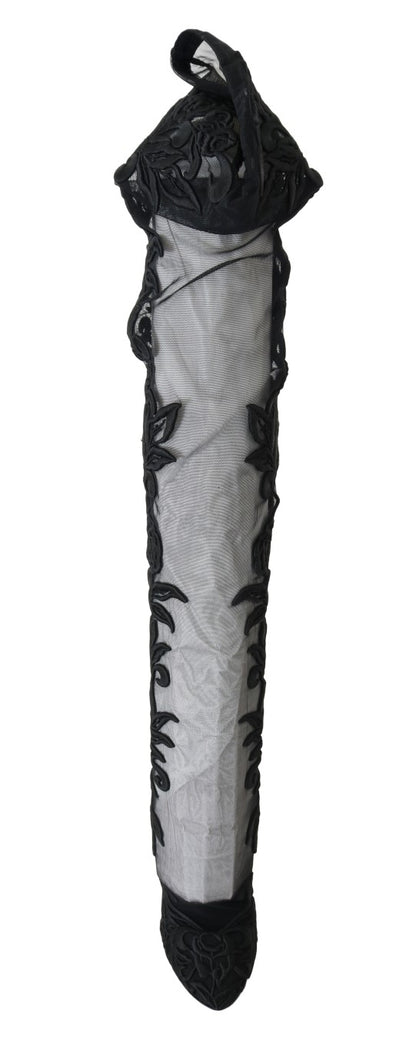 Black Floral Embroidered Socks Boots