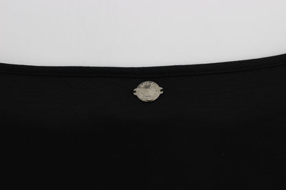 Black Modal Silk Shift Knee Dress