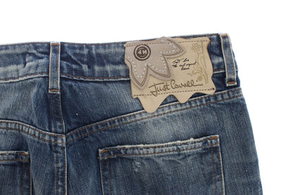Blue Wash Torn Cotton Straight Fit Jeans