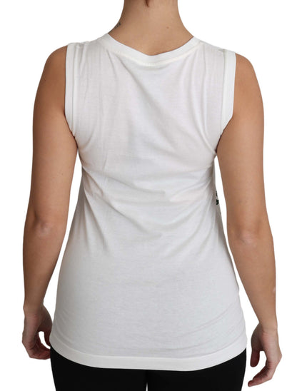 White Cotton #dgfamily Sleeveless Shirt Tank Top
