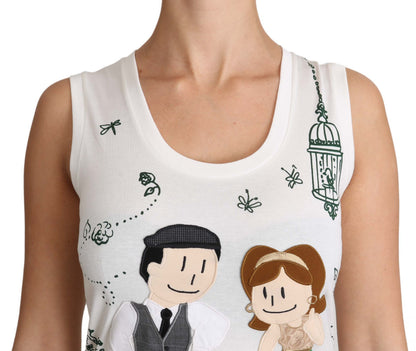 White Cotton #dgfamily Sleeveless Shirt Tank Top