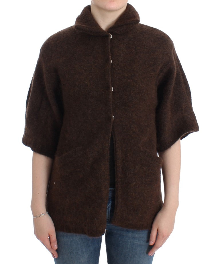 Brown mohair knitted cardigan
